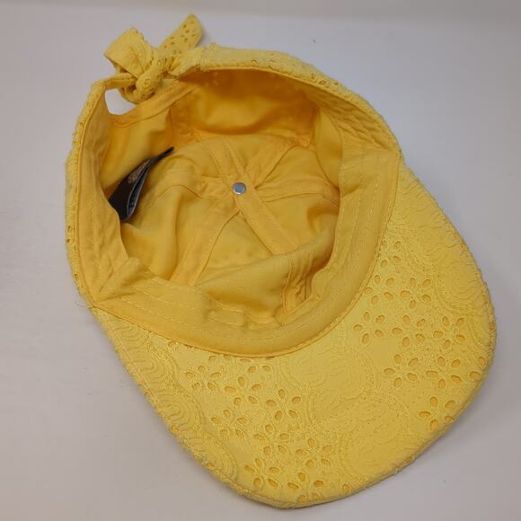 Flower Tied Baseball Cap Yellow One Size Adjustable Blank Cotton Vince Camuto - Picture 7 of 10